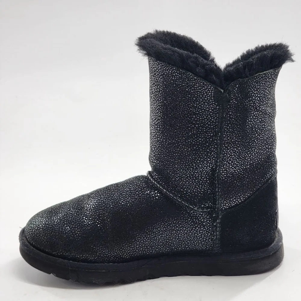 UGG Bailey Black Silver Sparkle‎ Shearling Sheepskin Winter Boots Size 7